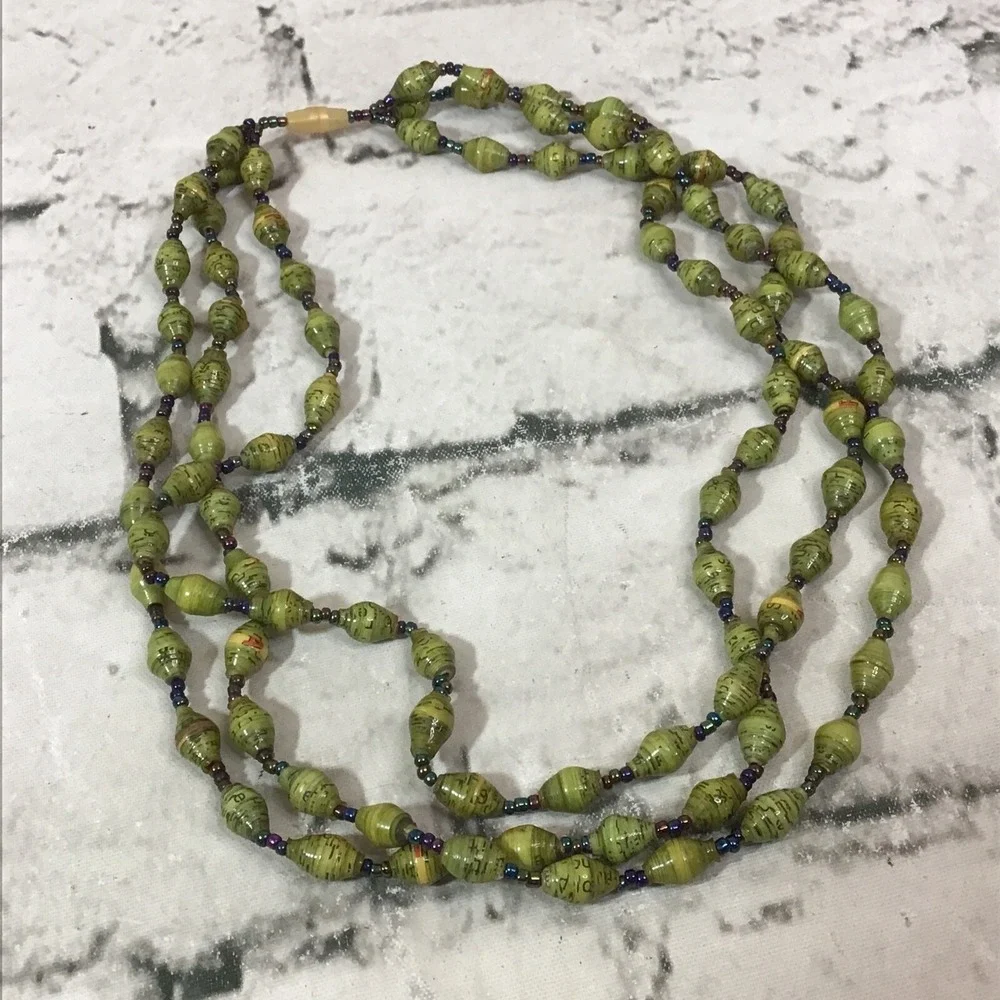 Beaded Necklaces Lot Of 2 Wooden Tropical Layered Vacation Island Jewelry